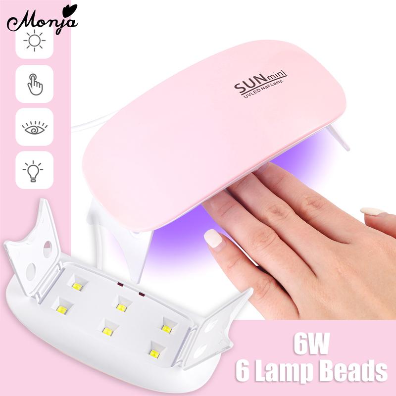 Máy Sấy Nghệ Thuật Làm Móng Monja 6W Để Chữa Khô Sơn Gel UV Đèn LED 6pcs Chuột USB Hình Dạng Thiết Bị Dụng Cụ Làm Móng Acrylic Màu Hồng Và Trắng Cầm Tay SUNmini2 Thời Gian Khử Trùng 45 60s