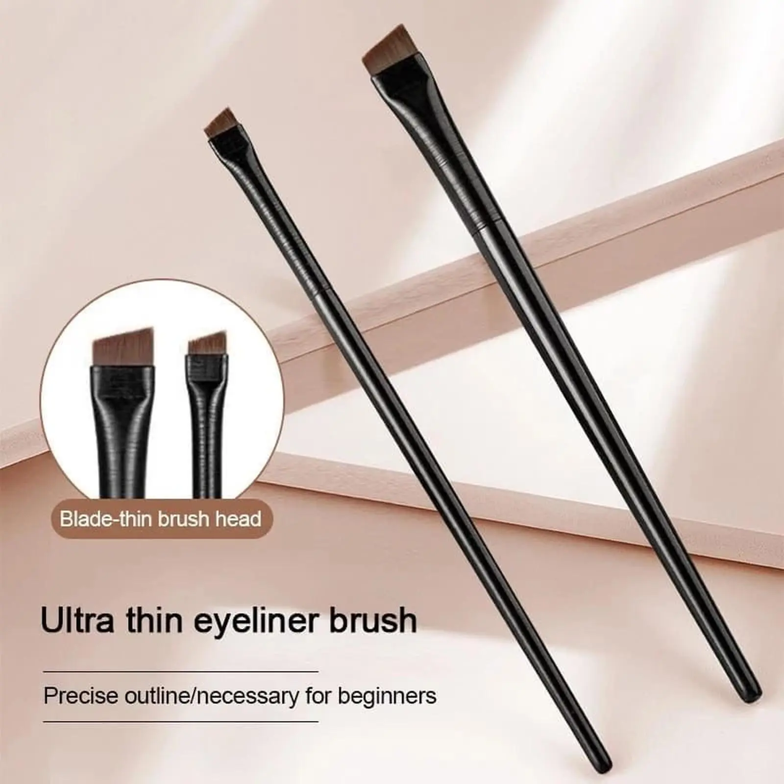 Kuas Alis Mata Hitam Pen Eyebrow Brush Bahan Bulu Sintetis Super Tipis brush - Sikat Alis + Sikat Eyeliner Model 101 + 102 (2 Pcs)