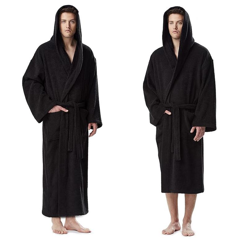 Product Introduction of Handuk Kimono Hoodie Bathrobe Black Premium Free Bordir Dewasa 5