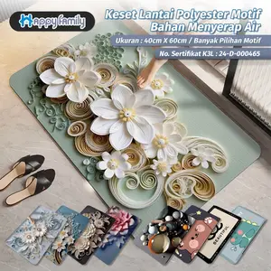 (HF) Keset Lantai Motif 3D Modern Polyester Anti Slip Cepat Serap Air 40x60CM