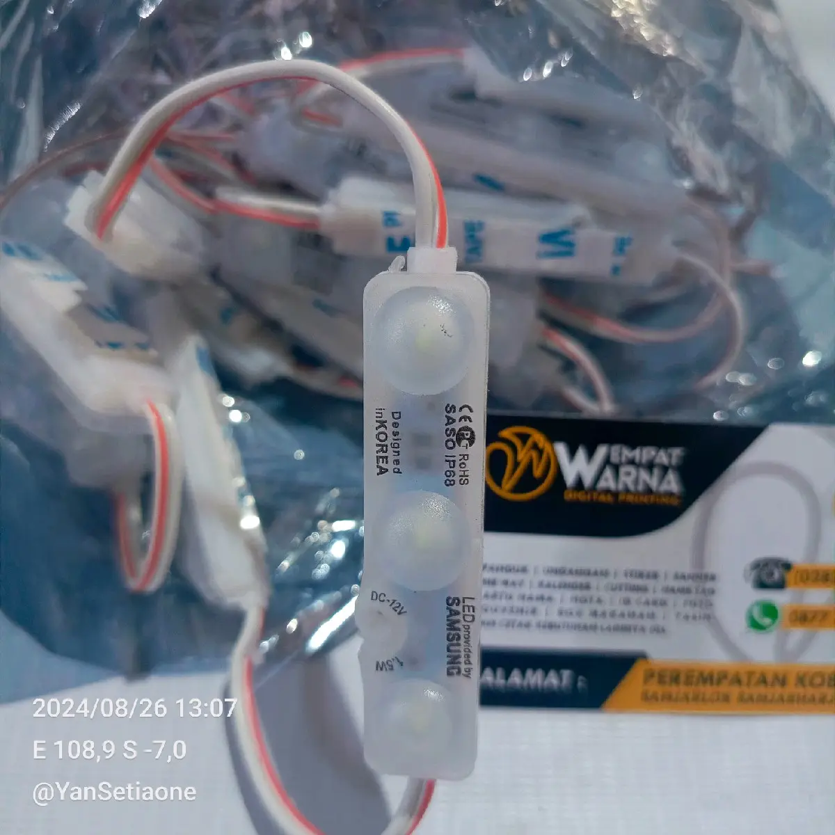 Lampu LED Neonbox 3 Mata Terang Warna Putih 12 Volt