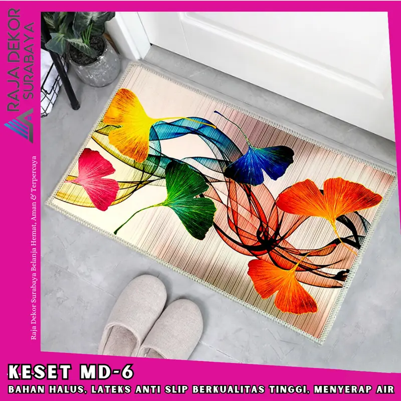 RajaDekor - Keset Polyester Ukuran 40 x 60 cm Keset Kaki Anti Slip Berbagai Motif Bisa COD Lantai Dekorasi 6