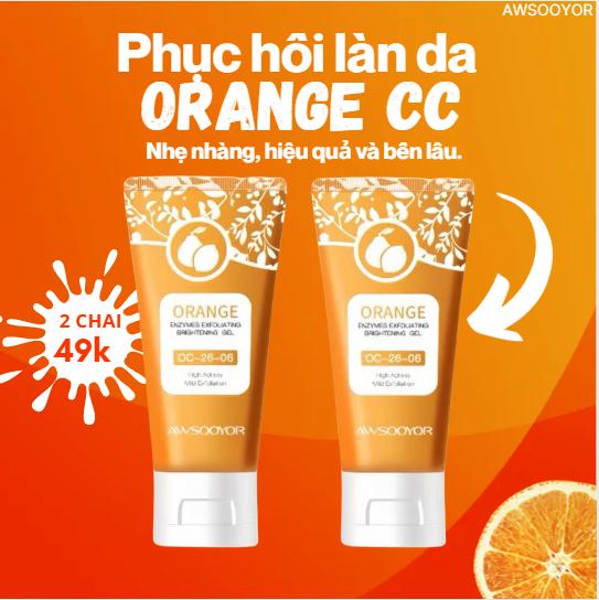 AWSOOYOR Gel tẩy tế bào chết màu cam chứa enzyme cam 50g, dưỡng ẩm toàn thân, được thiết kế chuyên biệt cho việc tẩy tế bào chết trên cơ thể, kiểm soát dầu, làm sạch sâu, tẩy tế bào chết, thu nhỏ lỗ chân lông và phục hồi | Phù hợp với mọi loại da.