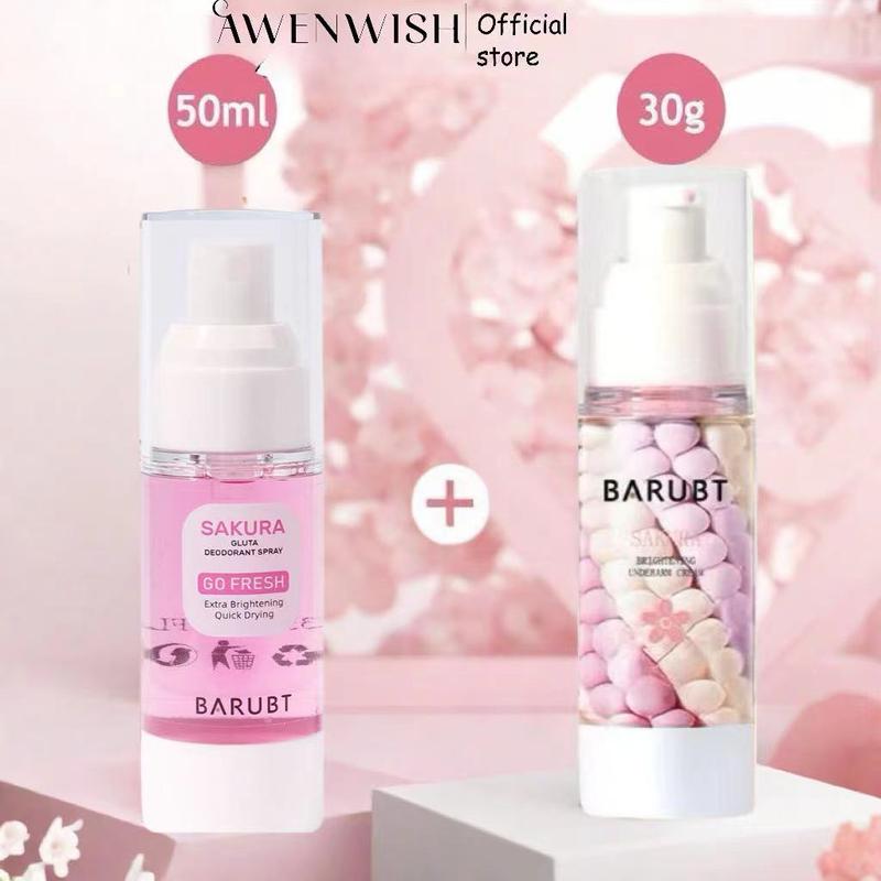 Bộ Dưỡng Trắng Nách Hoa Anh Đào, Bao Gồm 1 Tuýp Kem Dưỡng Trắng Nách Hoa Anh Đào Và 1 Chai Xịt Khử Mùi Gluta, 1 Miếng Nữ Khử Mùi Hôi