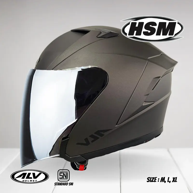 Helm Half Face ALV ULTRON Solid Original Kaca Visor Silver/Clear Untuk Pria dan Wanita Dewasa SNI Motorcycle dengan Intercom Ready Design 2