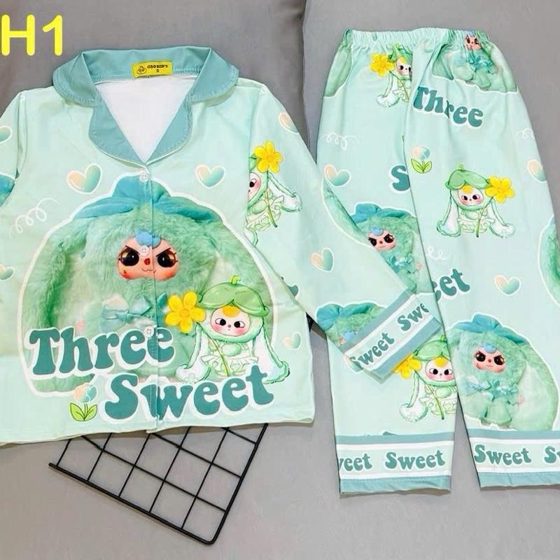  MÃ A82 mẫu pizama tay dài quần cho bé gái từ 12kg-45kg chất thun lạnh co giãn bốn chiều 