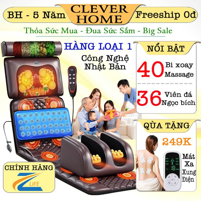 (BẢO HÀNH 7 NĂM) Đệm massage toàn thân có 36 viên đá ngọc bích Zlife Z99 cao cấp, Nệm, Thảm, Máy massage hồng ngoại kết hợp xoa bóp hỗ trợ giảm đau mỏi vai gáy, Ghế massage lưng, mát xa chân - Qùa tặng sức khỏe cho người thân