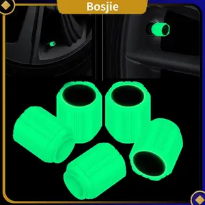 【Bosjie】Tutup Pentil Roda Ban Mobil Motor Sepeda Glow In The Dark Glowing Tutup Pentil Logo Ban Hijau Glow Malam Mobil Motor Valve Cap Pentil Ban Sepeda Neon Menyala Saat Gelap Tire Valve Glowing Car Moto Racing Sporty tanpa garansi yellow black