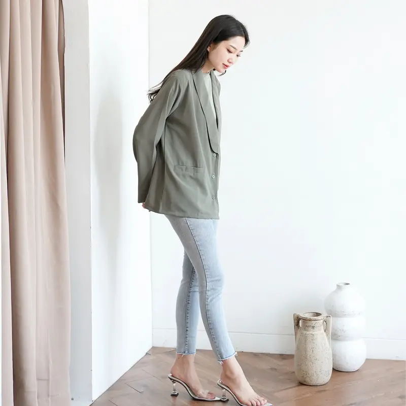 JENNA Blazer Outer x MSD-Blazer outer hijab katun linen flowy korean Style kerja casual Nyaman Santai Tangan Panjang Wanita 1