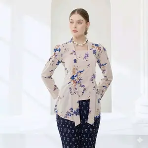 1 SET ROK SPAN DAN KEBAYA KUTU BARU BUNGA NAVY CANTIK ELEGAN