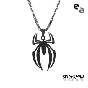 Kalung Rantai Laba-Laba Liontin Spiderman Superhero Marvel Premium Version Pria Wanita Silver Black Anti Karat Stainless Steel Titanium