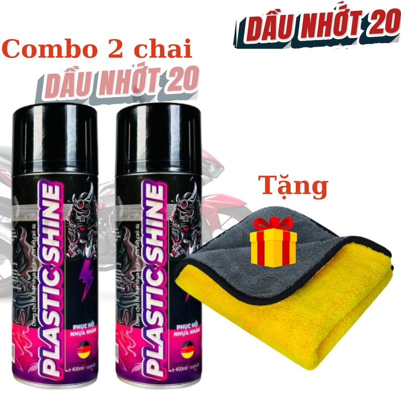 Combo 2 Chai Xịt Dưỡng Nhựa Nhám Sprayking Plastic Shine 400ml Phục Hồi Nhựa Nhám Sprayking Tặng 1 khăn