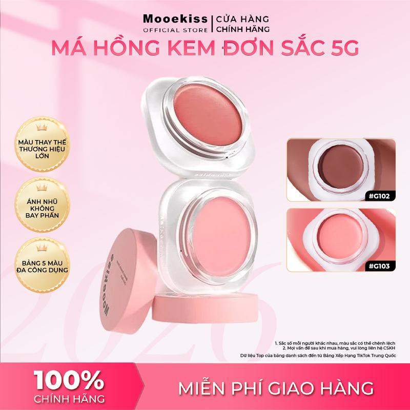 KOL Phấn má dạng kem đơn sắc Mooekiss lên màu hồng hào tự nhiên chất kem mịn dễ tán tôn da sáng không vón cục 5g