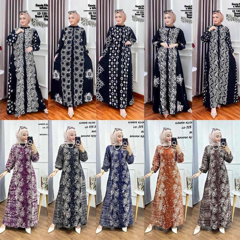 Product Introduction of Gamis Cap - Batik Multi Colour Bahan Rayon Super Jumbo Gamis Kekinian By Batik Cincaro muslim Wanita gaun lebaran kaftan crinkle maxi satin twill vanya hitam 《m》 • black baju brokat kondangan 2024 exclusive Premium 37