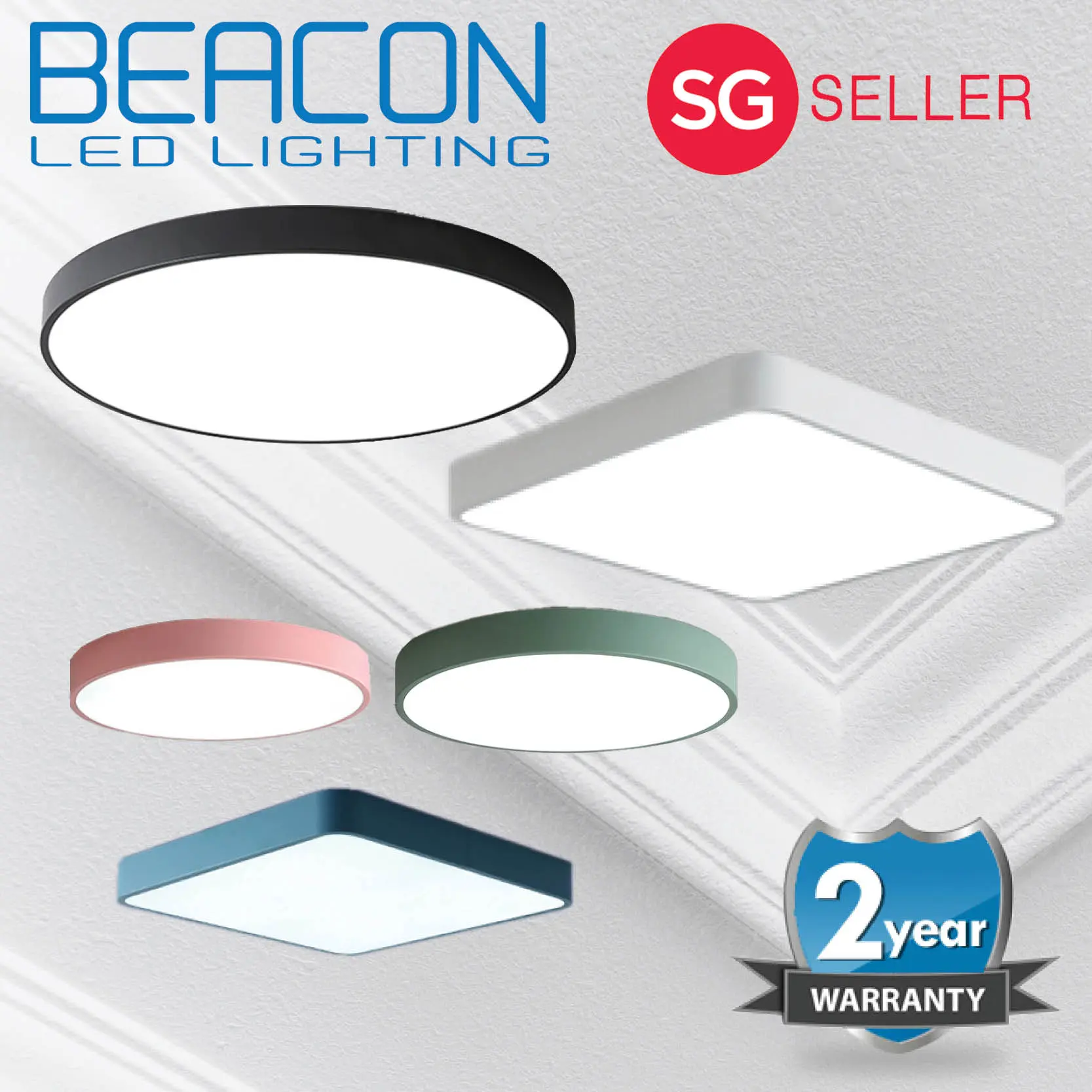 BEACON LED 20W/30W/48W Nordic Minimalism Ceiling Light - Ultra Thin Ceiling Light / Square Round - Tri Colour