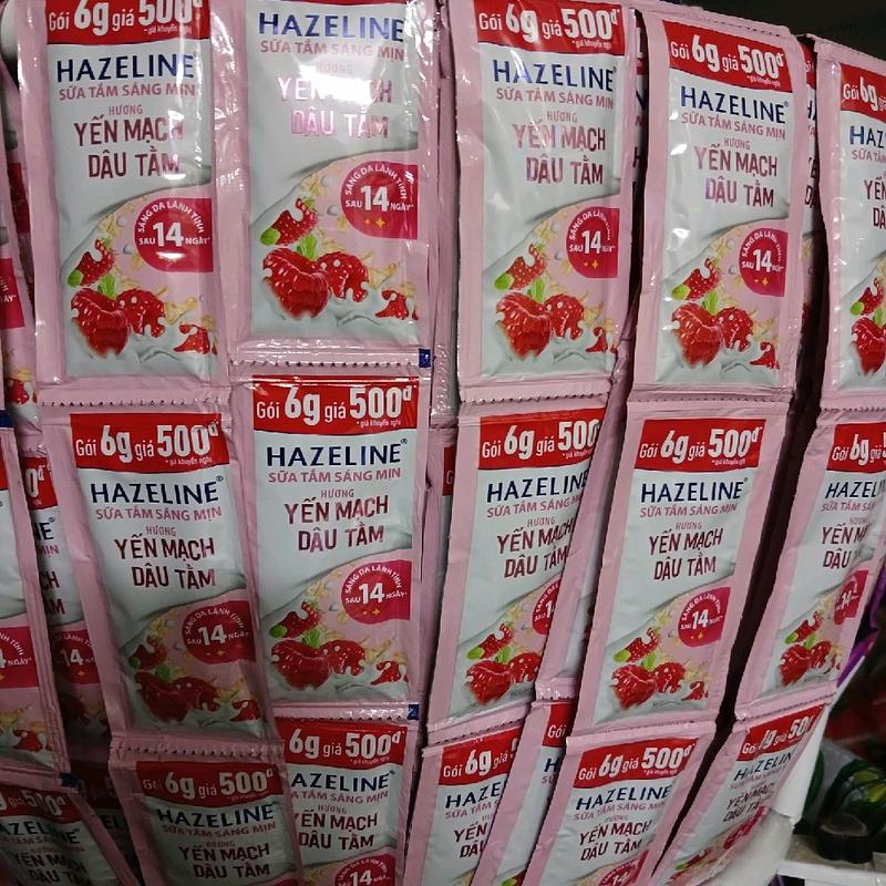  Combo 60 gói Sữa tắm Haziline sáng mịn rạng ngời yến mạch dâu tằm gói 6g Làm Đẹp Da Dưỡng Body 