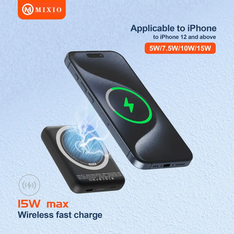 MIXIO MP-13 Mini Power Bank Magnetic Magsafe 20W Fast Charging Type C PD 5000 mAh Super Mini 5