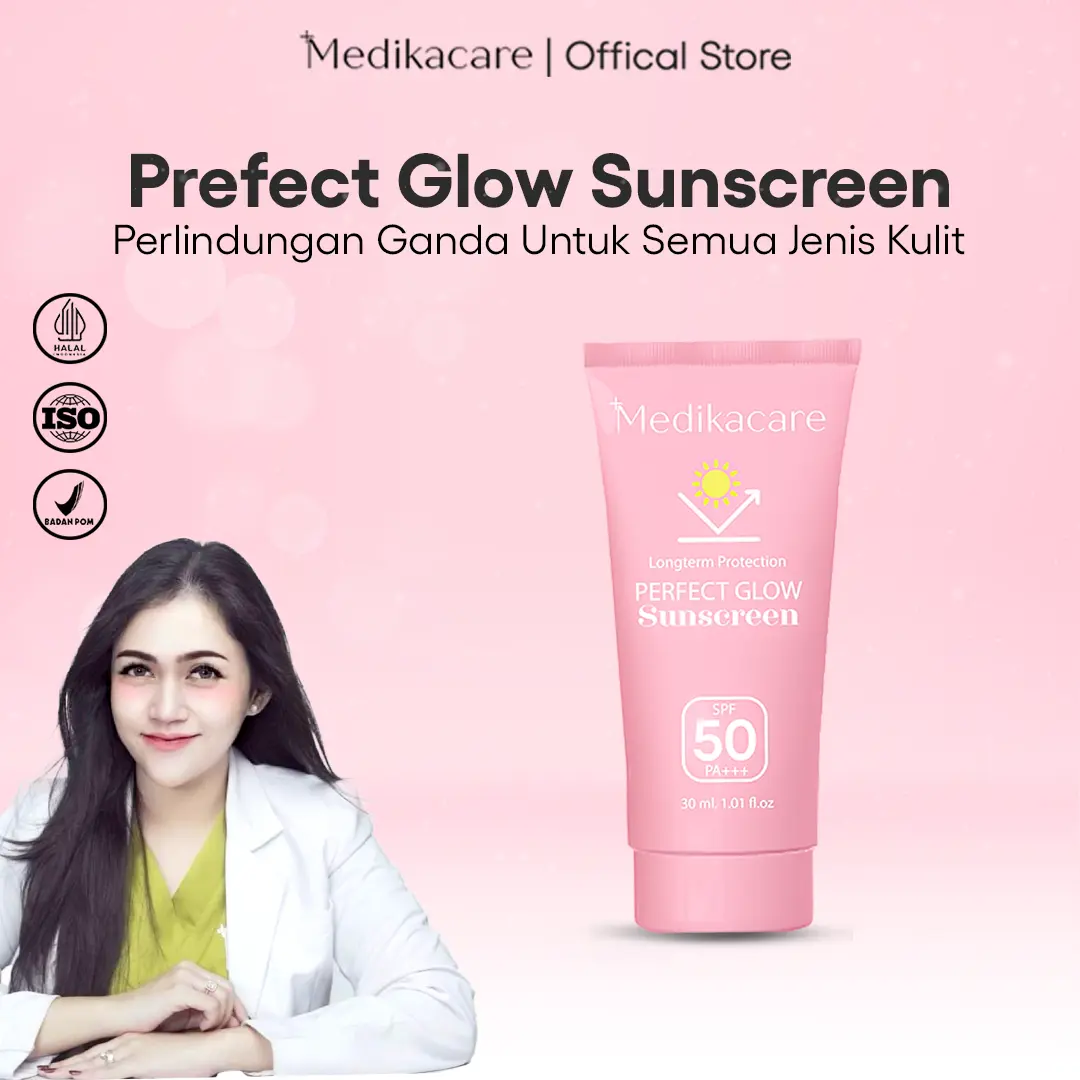 Medikacare Sunscreen Perfect Glow SPF 50 PA ++ | Sunscreen Ringan, Mudah meresap , Non-Comedogenic