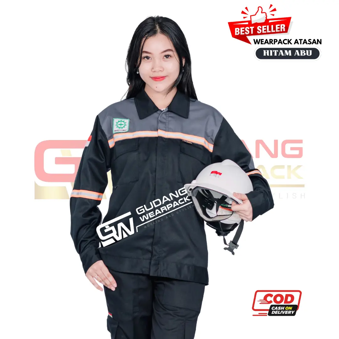 Wearpack Atasan Lengan Panjang Warna Hitam Kombinasi Abu