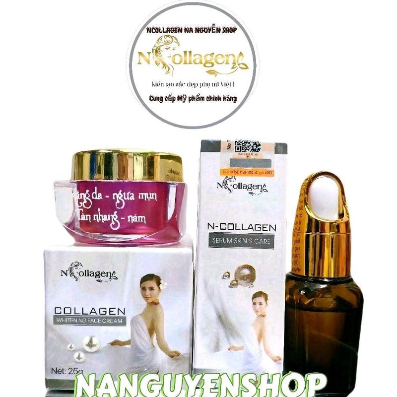 Combo Kem Face Tím 10g + Serum lạnh N Collagen hỗ trợ chăm sóc da dầu mụn Skincare