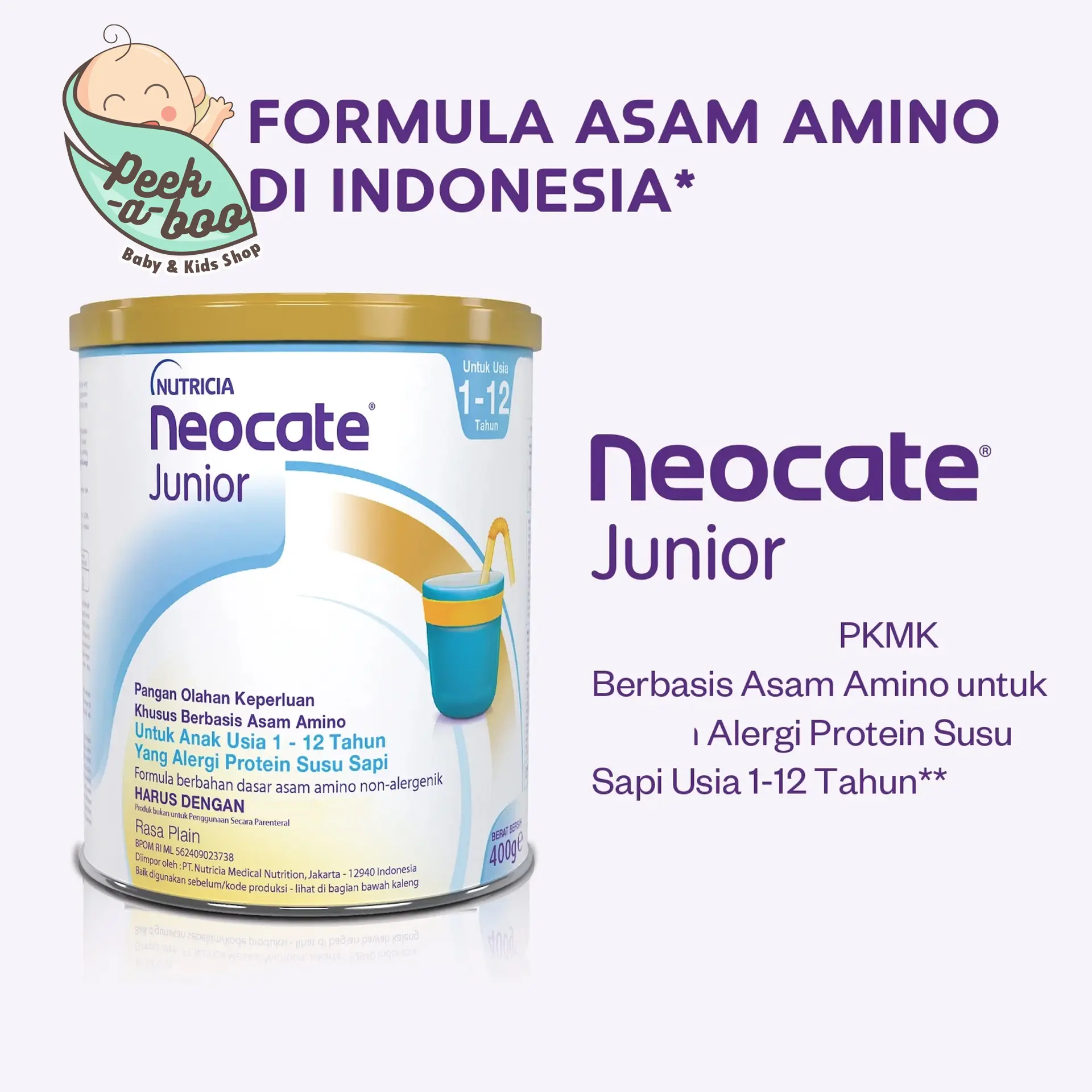 NEOCATE JUNIOR 400GR SUSU FORMULA ALERGI 1-12 TAHUN