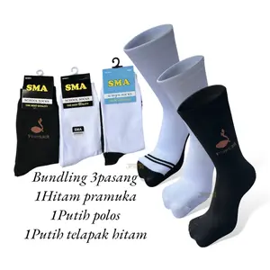 kaos kaki anak sekolah hitam pramuka panjang paket bundling 3 pasang putih polos, putih telapak hitam dan hitam pramuka promo termurah. Sd Smp Fashion Seragam