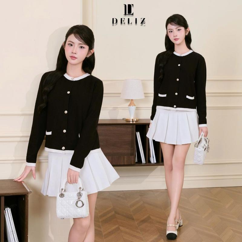 [MỞ BÁN] DELIZ - Áo khoác cardigan cổ tròn dài tay thu đông cho nữ chất len lông thỏ CD832