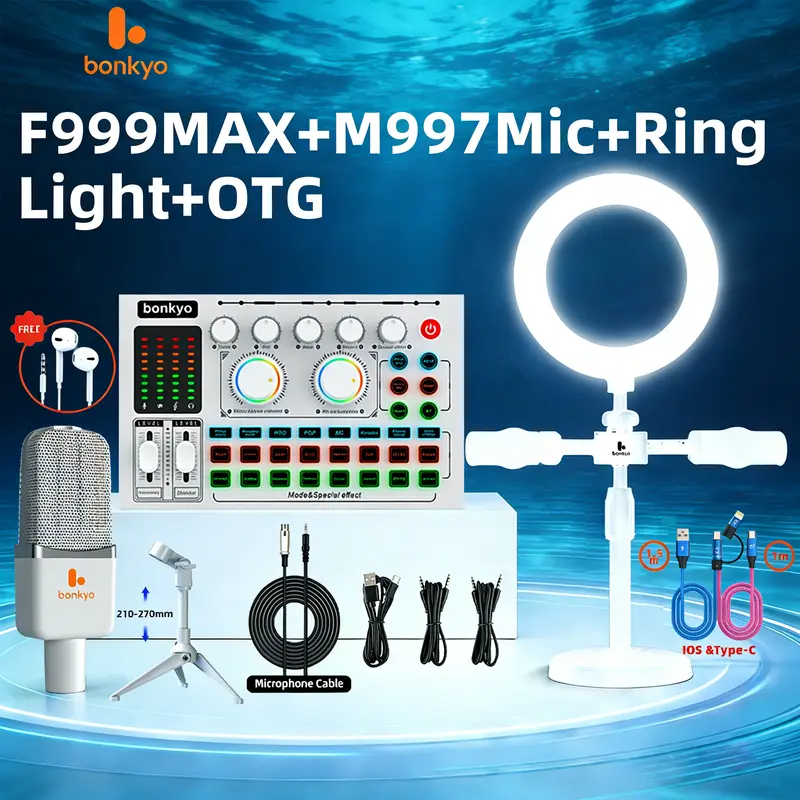bonkyo F999 Sound Card + M997 Microphone combination set Bluetooth