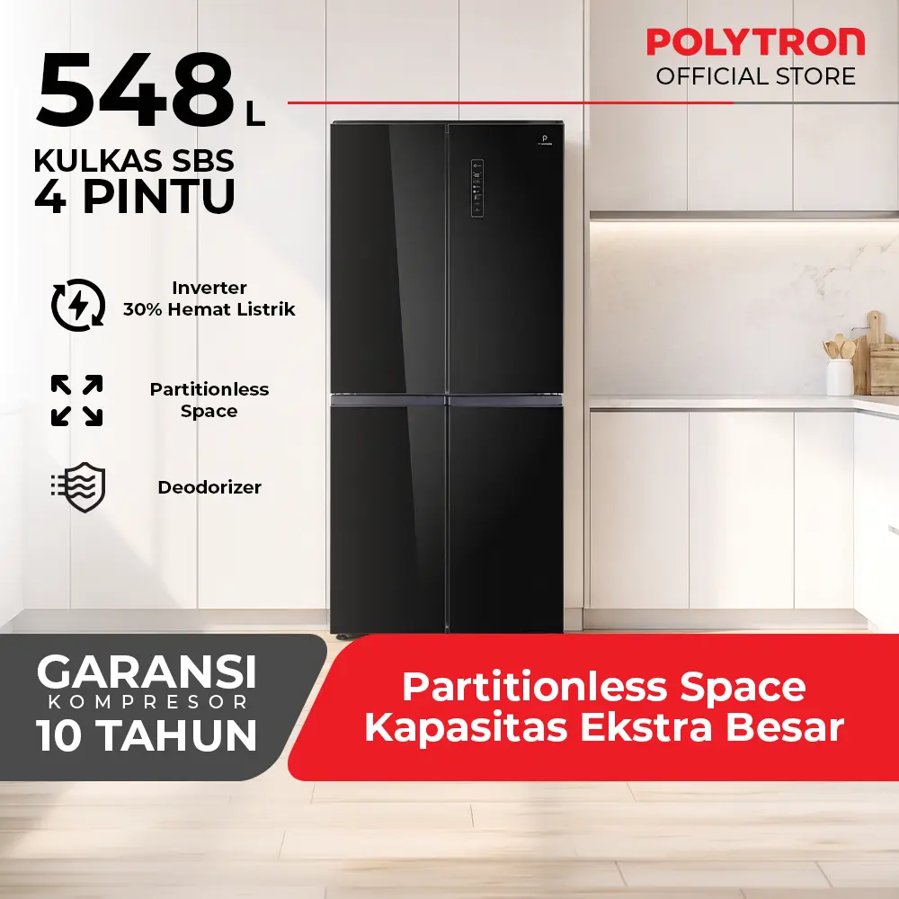 Polytron Kulkas New Belleza Inverter 4 Pintu Multidoor Side by Side - PRS 551X