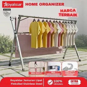 [COD] Royalstar Jemuran Baju Stainless Steel Jemuran Lipat Free Cantolan Hanger Tebal Tahan Karat Kuat Bisa Dilipat & Dipanjangkan Jemuran Portable Outdoor