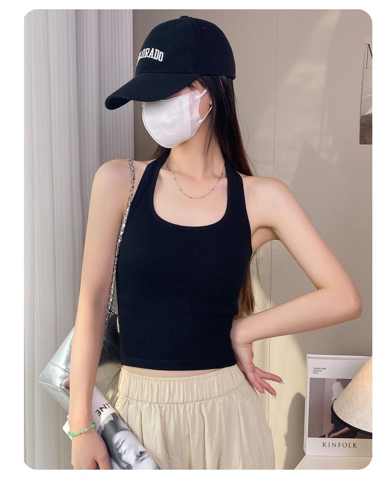 Product Introduction of Áo Yếm Cổ Chữ U, Màu Trơn Áo Vest Nữ Dáng Ôm, Thích Hợp Cho Mùa Hè, Thiết Kế Lưng Thanh Lịch, Áo Cơ Sở Thời Trang, Thích Hợp Cho Thể Thao 3