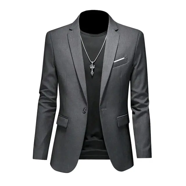 jas blazer nikahan jas kerja jas kantoran jas wedding blazer formal Slimfit Pria Casual Kancing satu 4
