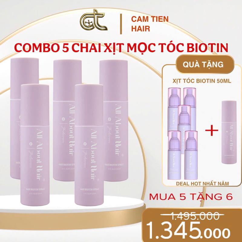 COMBO 5 CHAI XỊT BIOTIN VEGAN 2025 ( TẶNG GIFT + 1 CHAI XỊT FULL SIZE )