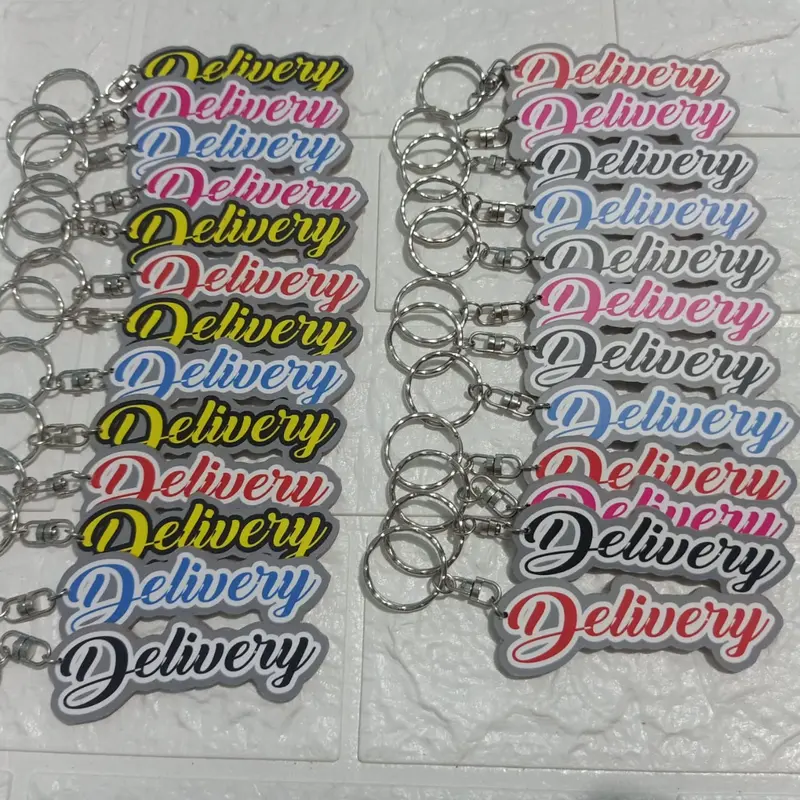 Gantungan Kunci Custom Nama Chains - Pilihan Warna Kayu MDF 1sisi 2