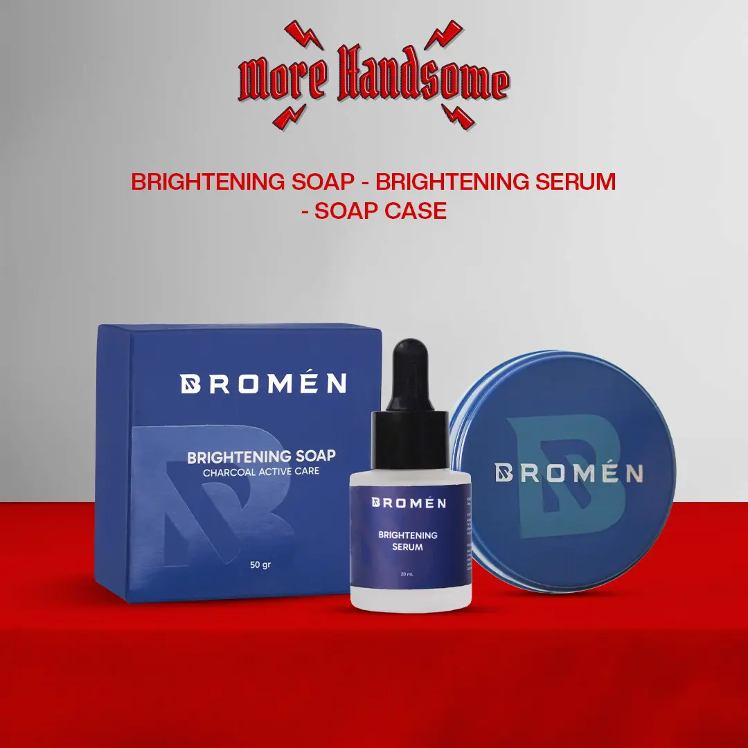 [MORE HANDSOME] BROMEN BRIGHTENING SET [ 1 BRIGHTENING SOAP & 1 BRIGHTENING SERUM + SOAPCASE ] | SKINCARE Perawatan Wajah Pria