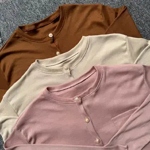 Cardigan wanita rib premium kancing mutiara / atasan wanita korean style