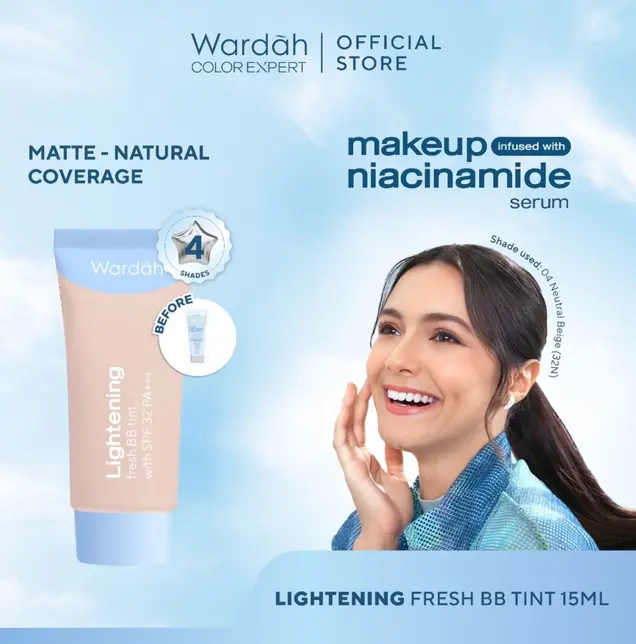 WARDAH-Lightening Fresh BB Tint 15ml - Base Makeup Super Ringan yang Diformulasikan dengan SPF 32 PA+++