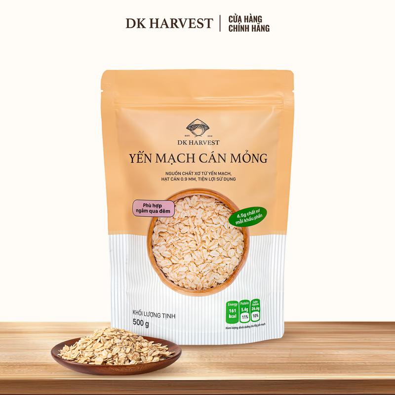 Combo 1kg (2 túi 500g) Yến Mạch Úc Cán Mỏng Nguyên Cám DK Harvest - Rolled Oats Nhập Khẩu Chính Ngạch Có CO/CQ - Thương Hiệu 8 Năm - Ngũ Cốc Ăn Sáng Eatclean Giảm Cân Thực Dưỡng Ăn Chay