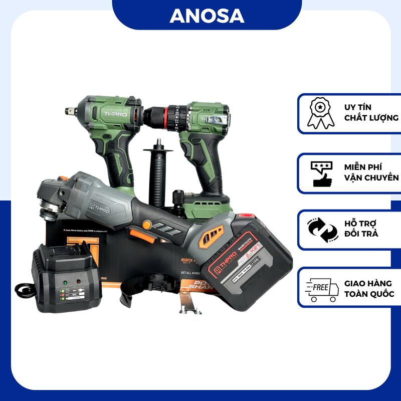 [HQD] Combo THPRO Mài F1, Siết Bulong TH6360X, Khoan TH10 1Pin 20Cell Sạc - Động Cơ Không Chổi Than, Chân Pin Phổ Thông