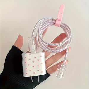 Set de 5 piezas de cabezas de carga transparentes, protectores para línea de datos y cuerda de almacenamiento, funda para teléfono a prueba de golpes para modelos de iPhone, regalo ideal