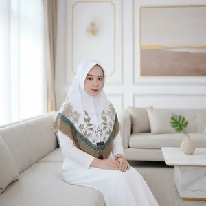 Hijab Bergo Motif Bunga Khaira PrintingTerbaru | Jilbab Instan Jersey Premium Hitam Panjang Muslim Kerudung Pad Syari Khimar