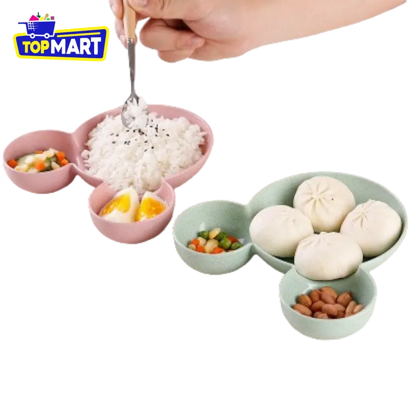 TOPMART - Mangkuk Piring Anak Motif Mickey PP Food Grade / Peralatan Makan Anak Bentuk Kartun Bahan Jerami 1