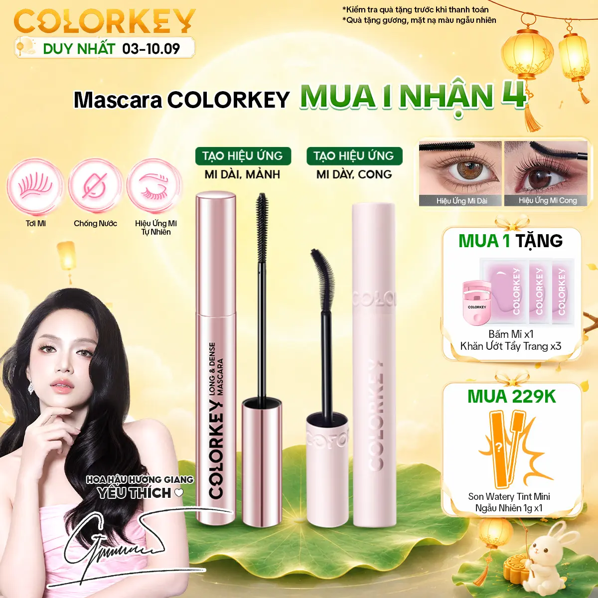 Mascara COLORKEY Volumizing & Curling Hoặc Long & Dense Hỗ Trợ Giúp Mi Dài, Tơi Tạo Cảm Giác Mi Dày Tự Nhiên, Nhanh Khô, Không Lem Trôi