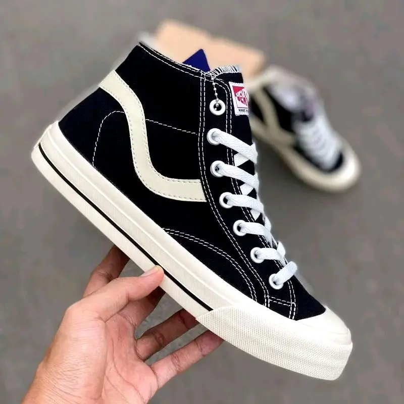 New!! Ventela High Publik Black Natural Sepatu Ventela Hitam Putih Pria Wanita Casual Sneakers Shoes 1