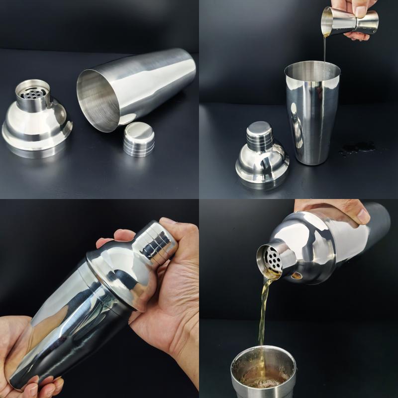 Product Introduction of 【Giao hàng trong nước】Bộ Bình Lắc Cocktail, 11 Cái, 750ml Và 600ml, Thép Không Gỉ, Dụng Cụ Bar Bartender, Có Giá Chân Đế Trong Suốt / Đen 35