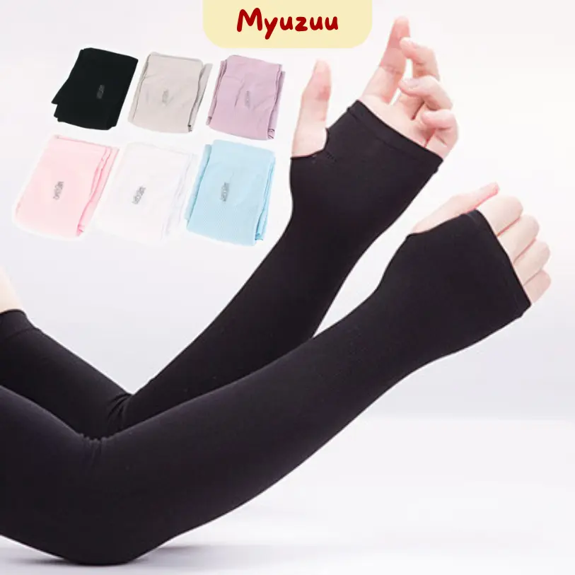 MYUZUU Manset Tangan Handsock ST1035 Muslimah Manset Wanita Stocking Warna Polos Panjang