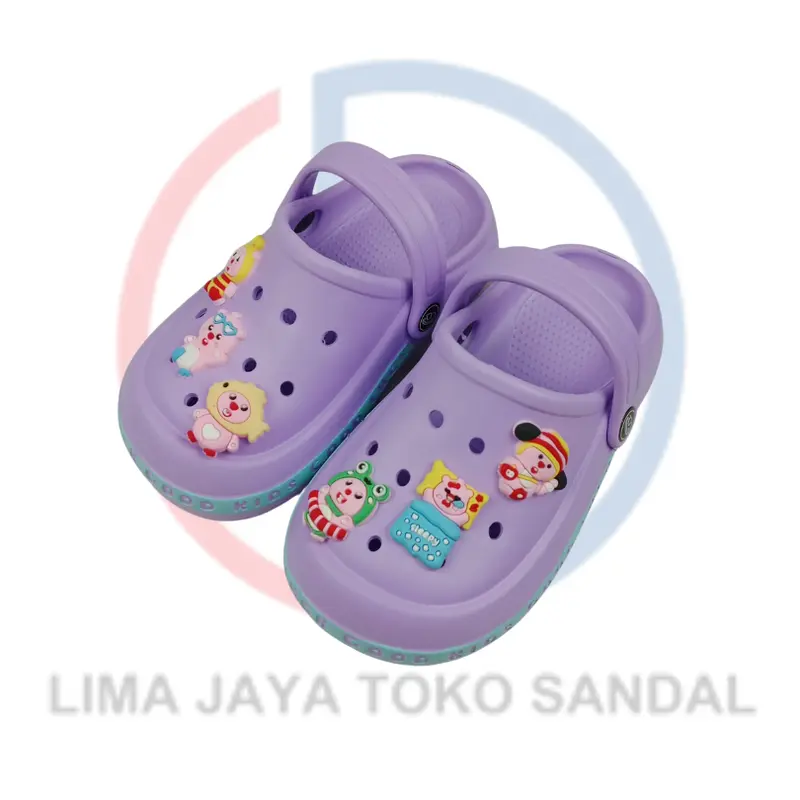 Sandal Slip On Karet Anak Terbaru Cute Karakter Jibbitz Loopy Kiyowo CQ EH83 Fashion Sandal bakpao cewek 4