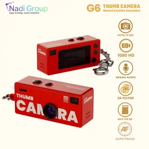 READY! G6 Red Thumb Camera Mini Keychain Retro Camera Foto 12MP, Video 1080 HD, Rekam Audio