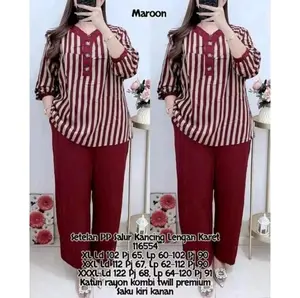 TERLARIS!! Setelan wanita motif garis salur kancing depan aktif busui frendly pollycoton premium
