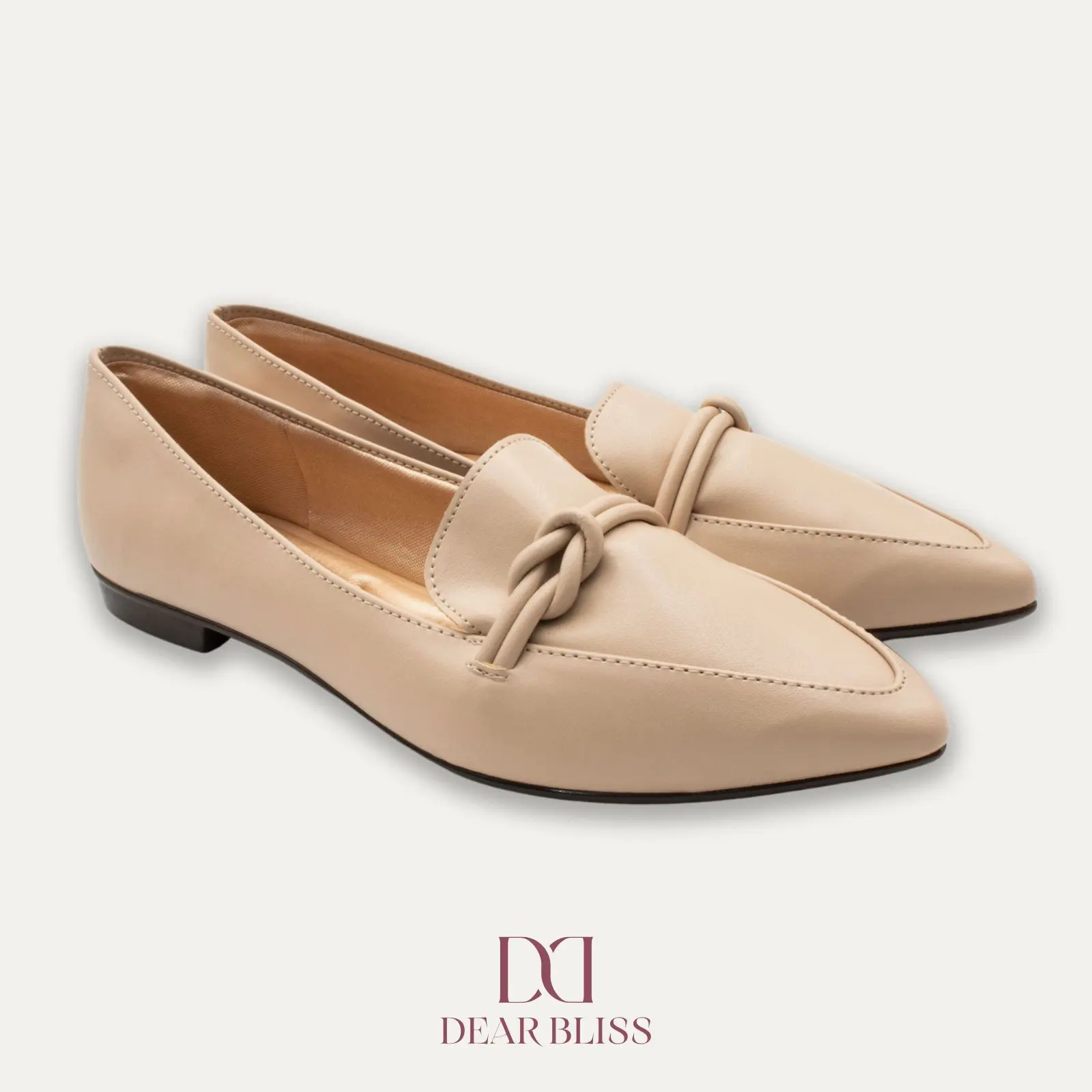 DEAR BLISS Palmira Nude Loafer for Women with Tonal Knotted Strap